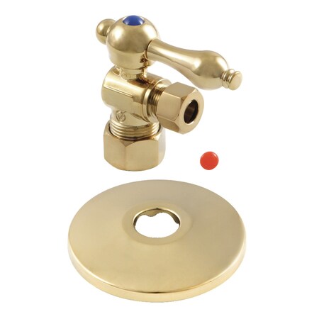 Kingston Brass CC53302K 5/8-Inch X 3/8-Inch OD Comp Quarter Turn Valve with Flange, Polished Brass CC53302K
